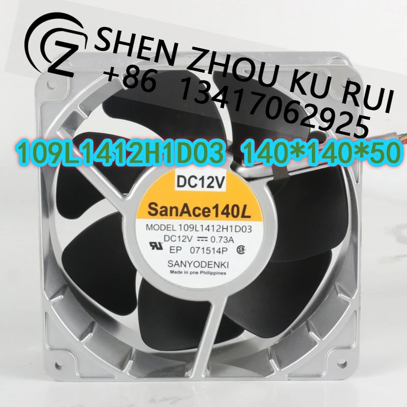 Original Sanyo 12V 0.73A 14050 3-wire Large temperature inverter 109L1412H1D03 Cooling fan