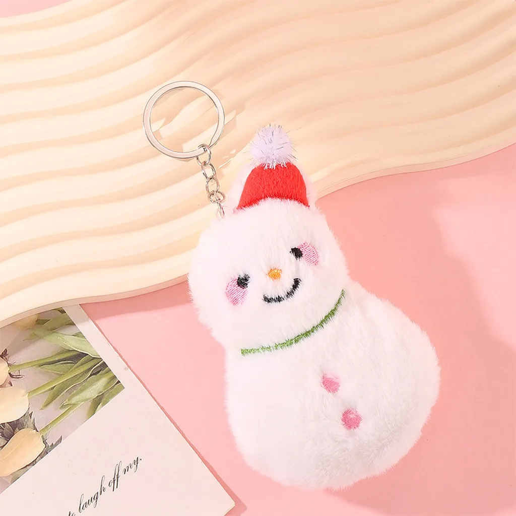 Christmas Themed Keychain Cute Plush Christmas Keychain Backpack Pendant Keychain Soft Key Decoration Pendant For Festive Family