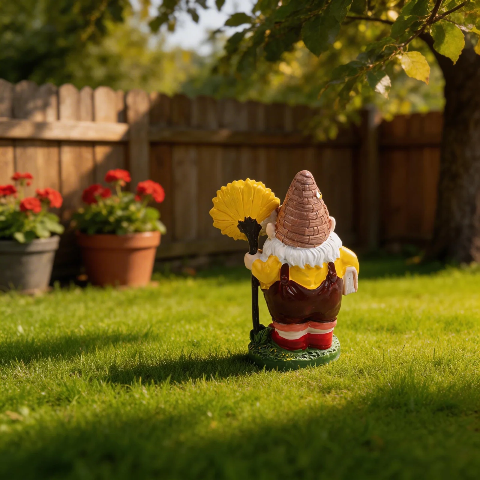 Garden Gnome Resin Statue for Outdoor Spaces Built to Withstand Rain Sun and Temperature Changes with Classic Design Language
