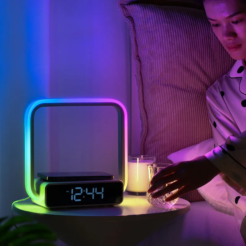 

Multifunctional Wireless Charging Lamp Bedroom Clock Colorful RGB