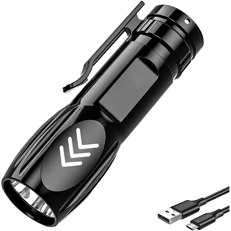 

POCKETMAM Mini 3 Modes LED Flashlight USB Rechargeable Flashlights Portable Waterproof Small Torch with Clip