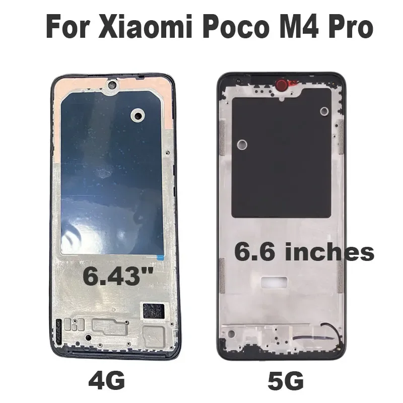 New For Xiaomi Poco M4 Pro 4G 5G Middle Frame Front LCD Frame Bezel Back Housing Case Mid Plate