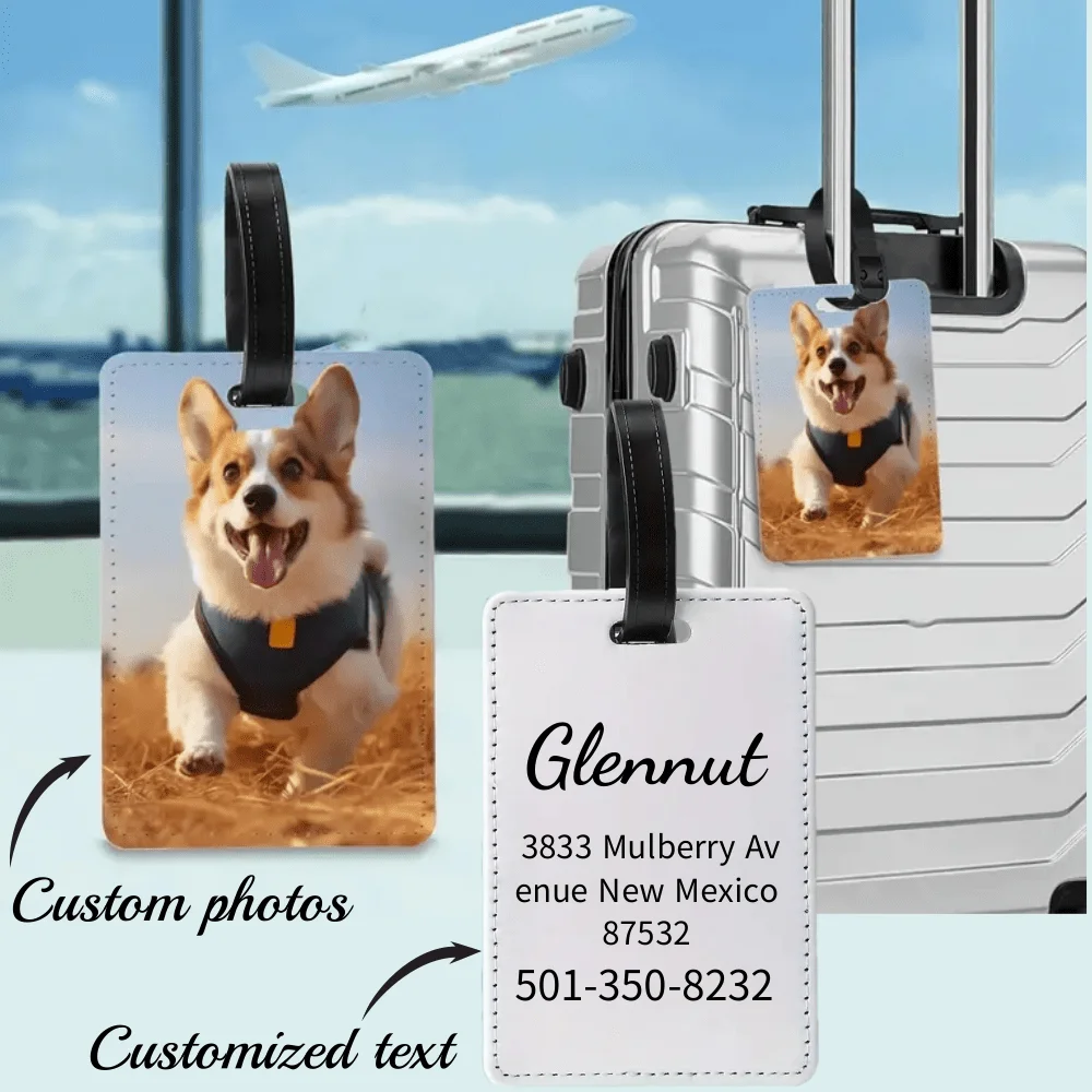 Customized Photo Luggage Tag Personalized Name Number Travel ID Badge Travel Decoration Gift Custom Double-sided Luggage Tag
