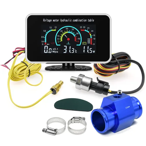 Medidor Digital multifunción Universal 3 en 1, voltímetro de presión de aceite y temperatura del agua, reloj de temperatura del coche con alarma personalizada