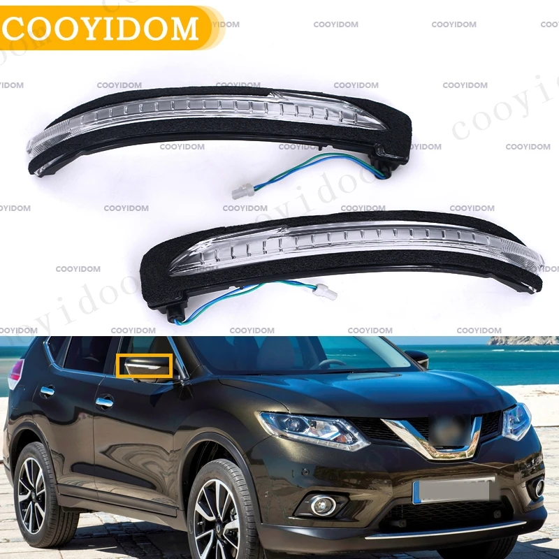 Car Front For Nissan X-Trail T32 Qashqai J11 Turn Signal Light Rear Mirror Indicator Mirror Indicator Lens LED Signal Lamp