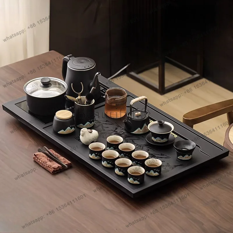 Factory Direct Sales Serving Decorative Tea Tray Ceremony Drainage Hospitality Chinese Accessories Tea Tray Luxury Valet Bandeja