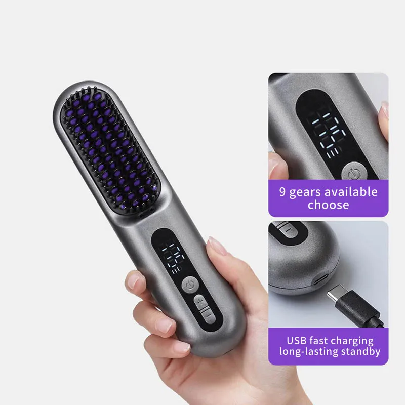 Wireless Smart Temperature Control Plasma Hair Straightening Comb Hair Straightener 9-speed Smart Temperature Control