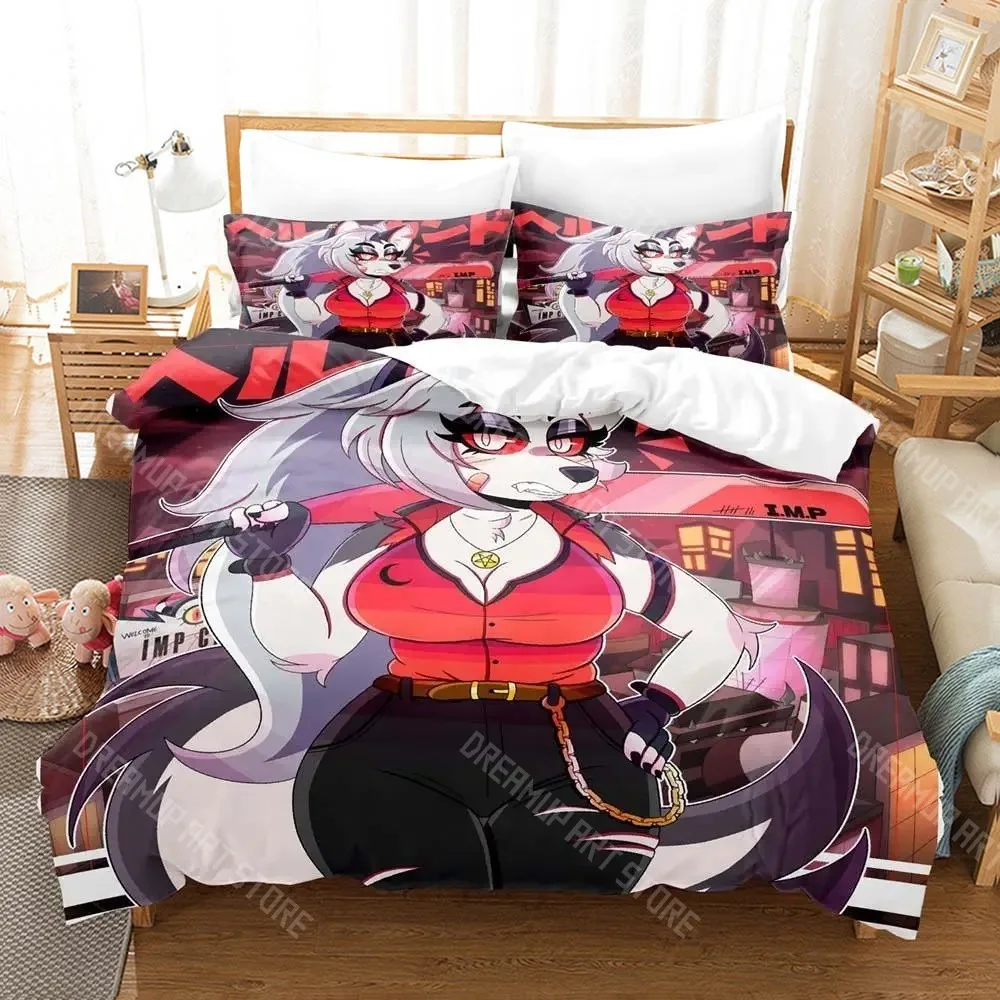 3D Printed Loona Hazbin Hotel Helluva Boss Bedding Set for Boys Girls Duvet Cover Twin Queen King Full Single Double Sizes