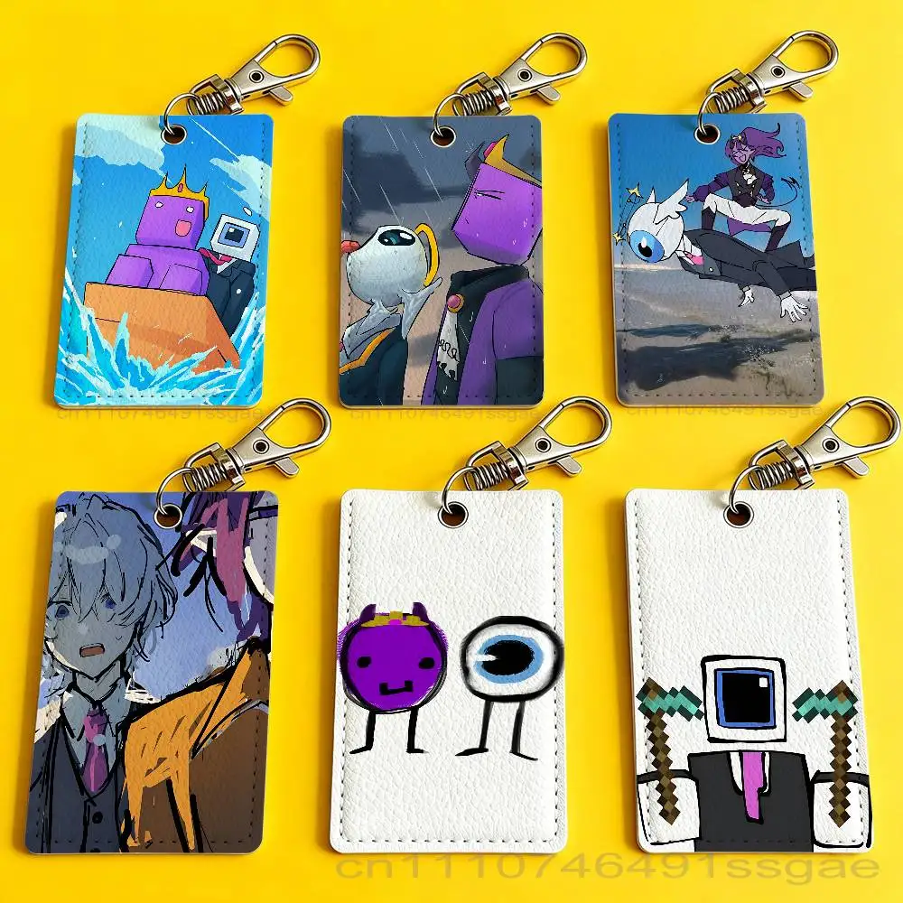 Wemmbu E-Eggchan Tax Duo Card Case Leather Card Holder Keychain Key Ring Door Access Tags ID Card Case Keychain