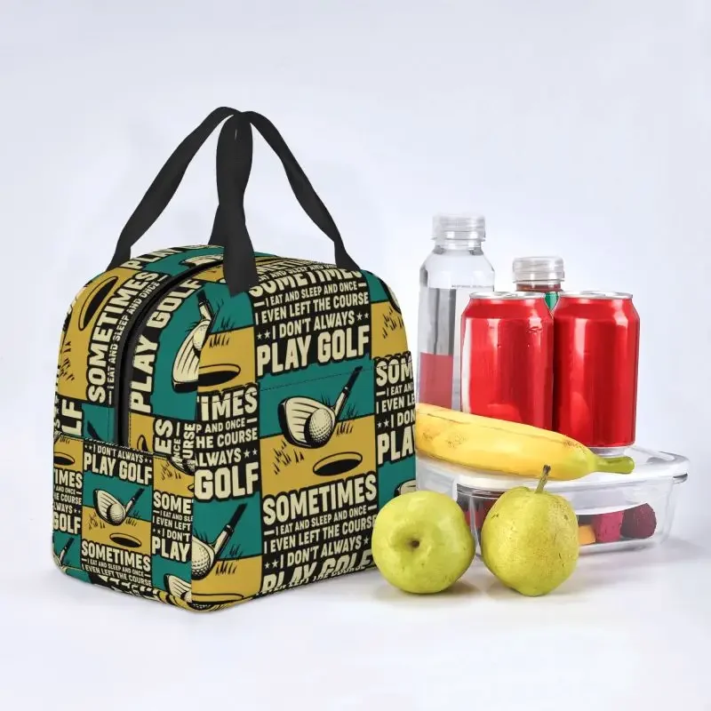 Vintage Golf Insulated Lunch Bag for Outdoor Picnic Reusable Thermal Cooler Lunch Box Women Kids Food Container Tote Bags