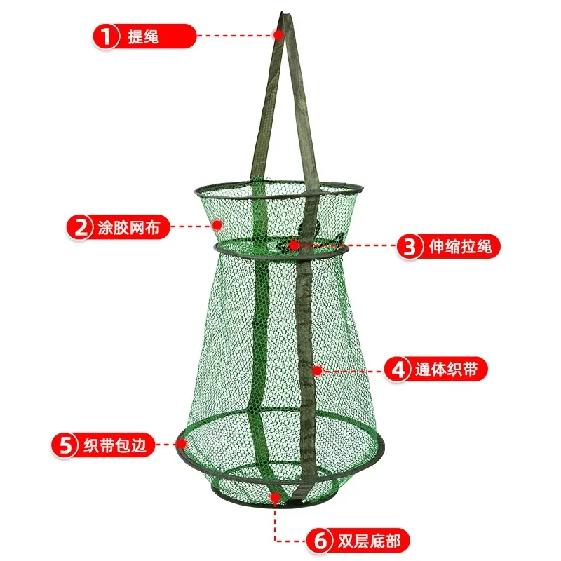 Trap Fish Basket Drawstring Opening Design Collapsible Fishing Net Collapsible Fishing Net Cage Fish Baskets For Live Fish