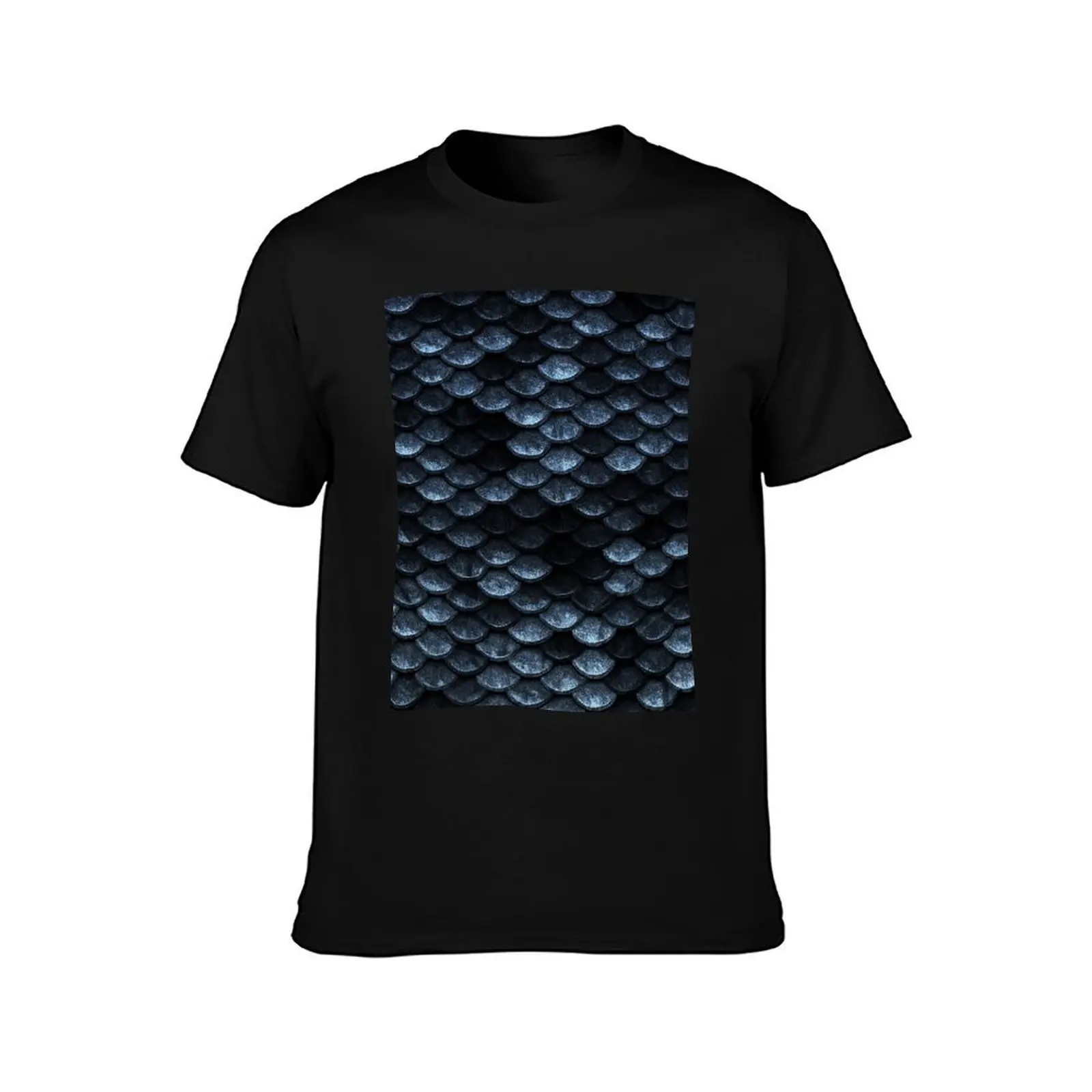 Mermaid Fish Scales Deep Shade of Blues T-Shirt Basic Casual Wear Short Sleeve Top T-Shirt