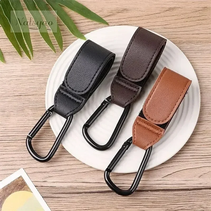 Baby Diaper Bag Hook Strong Bearing High Quality Multi-function Stroller Organizer PU Leather Adjustable Pram Hook