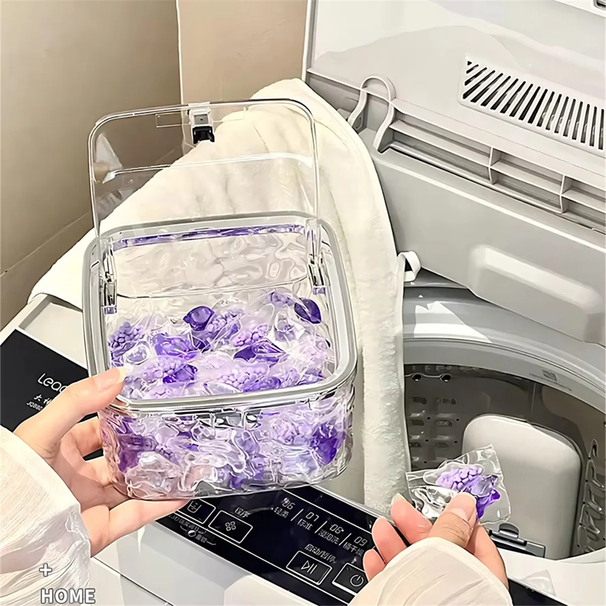 Scatola portaoggetti trasparente per contenitore per Vesicle seminale per lavanderia utilizzata per la pulizia di capsule Scatola portaoggetti per lavanderia grande