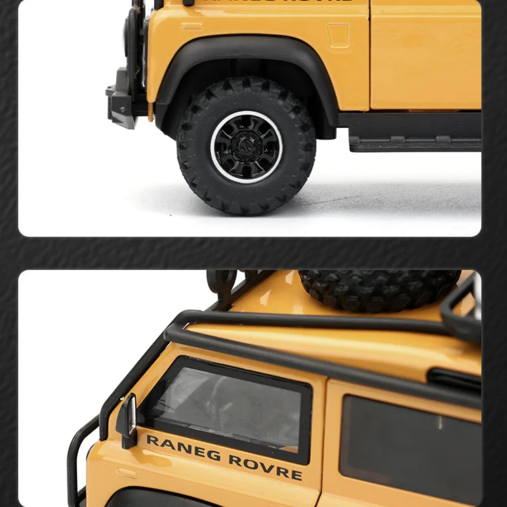 Land Rover Defender-Modèle réduit de camionnette en alliage moulé sous pression, son et lumière, portes arrière ouvertes, volant avant, cadeau de Noël, échelle 1:32