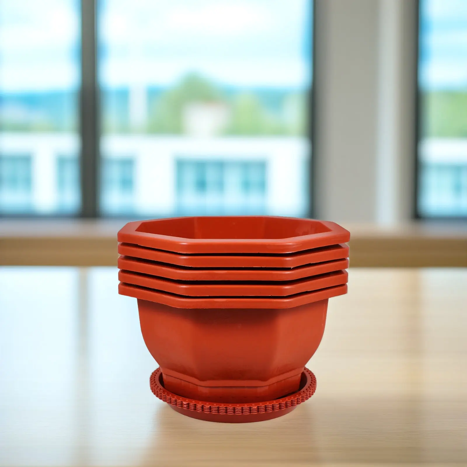5Pcs Octagonal Plant Pots Thickened Flower Pots Indoor Outdoor Bonsai Planters Easy Maintenance Small Planters