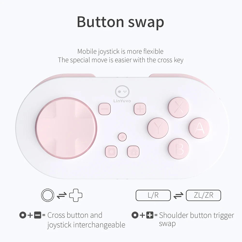 

LinYuvo KS54 Wireless Bluetooth-Compatible Mini Gamepad Controller Pocket Gamepad for Android/iOS/Switch/Keyboard Mode