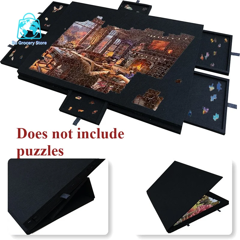Felt Puzzle Table, Children's Jigsaw Puzzle Board with Stand Cover, 6-drawer Portable Puzzle Table