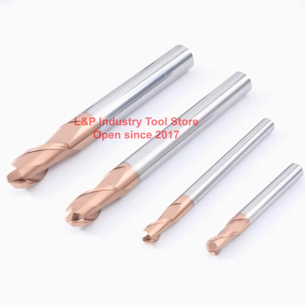 HRC55 2T สองขลุ่ยปลายจมูกบอล CNC Milling Professional CUTTER Router อุปกรณ์เสริมใบมีดเจาะเหล็กทังสเตนเครื่องมือทํางาน