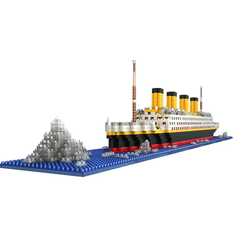 Kit de blocos de construção para crianças, mini modelo Titanic Cruise Ship, DIY Diamond Boat, brinquedos para crianças, 1860pcs