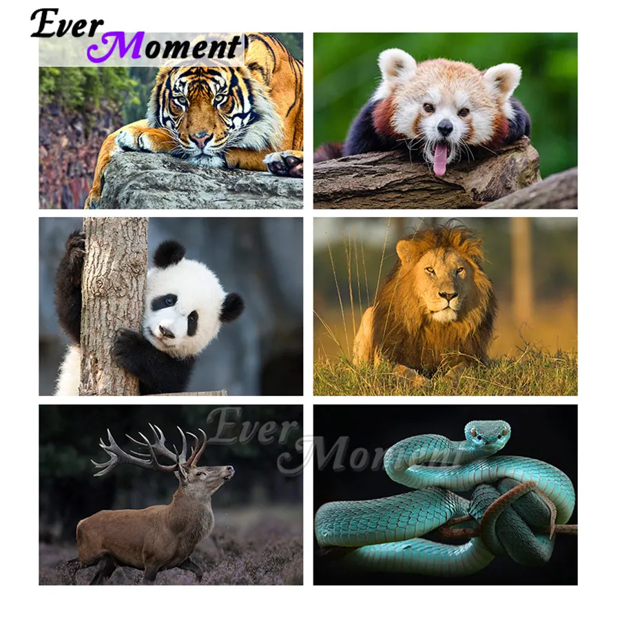 

Mosaic Cross Stitch Kits Rhinestone Picture Home Decor Animal Protection Tiger Snake Lion Ever Moment Diamond Painting ASF2353