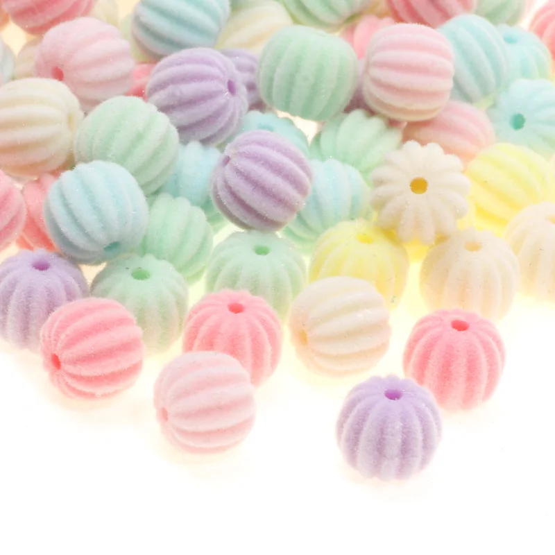 10x11MM 20Pcs Mixed Color Pumpkin Beads Straight Velvet Acrylic Beads For Jewelry Necklace Bracelet Craftsmanship