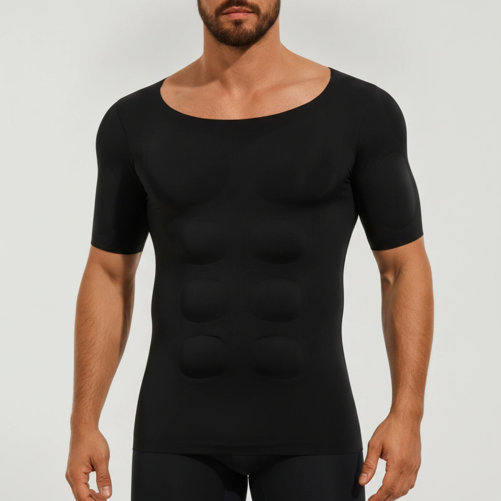 Muscle Shirt with Removable Pads Close-Fitting Muscle Shirt with Pads Undershirt Sculpted Elastic for Men, Cosplay