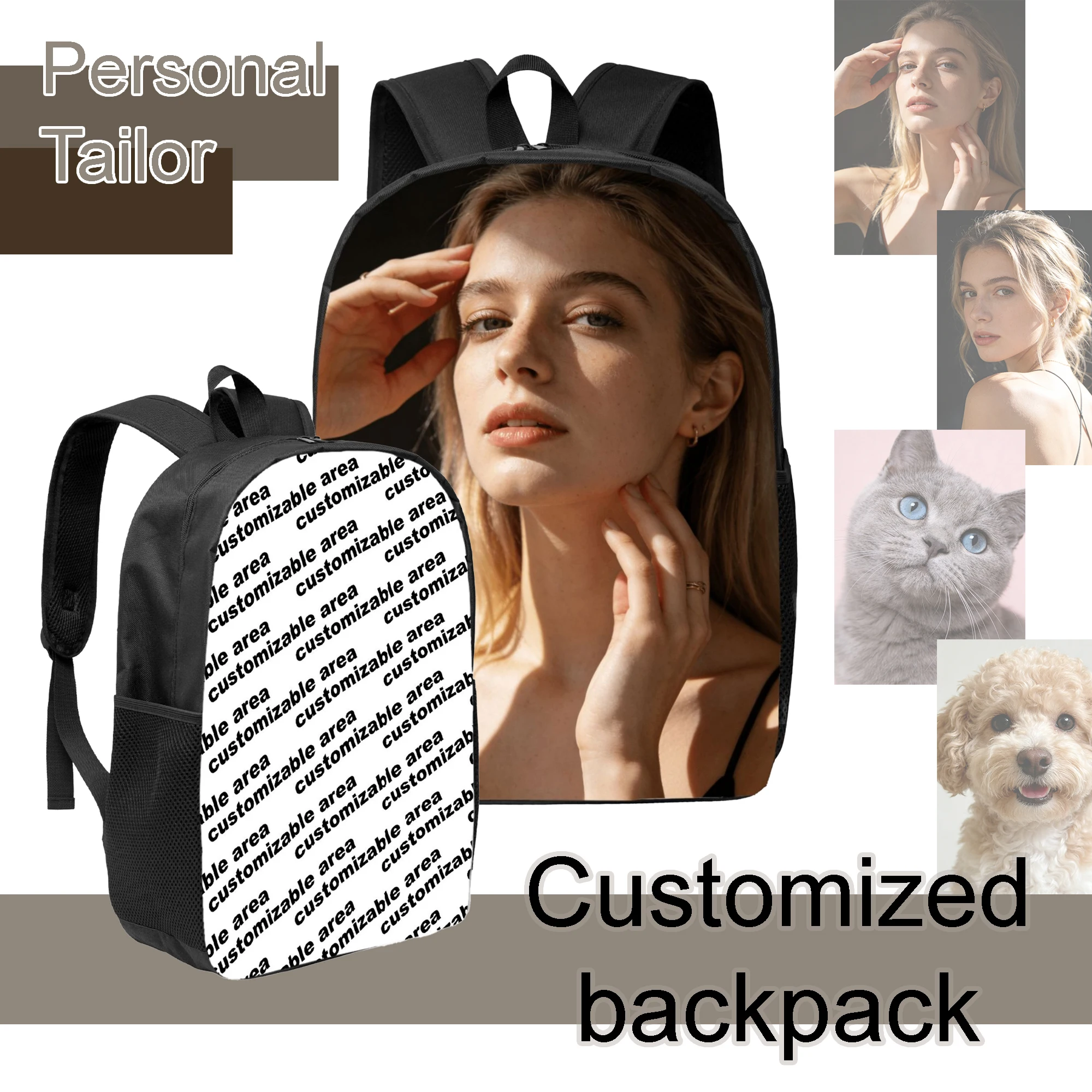 1PC Customizable Casual Unisex Backpack with Zipper Lightweight Simple Design for Leisure Travel And Daily Commuting