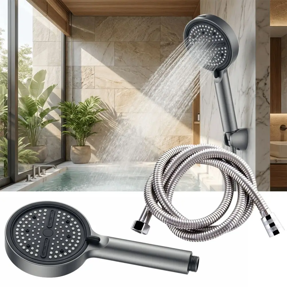 Big Panel Design Handheld Shower Head Extra-Wide Large Panel Pressure-Boosting Structure Massage Shower Head