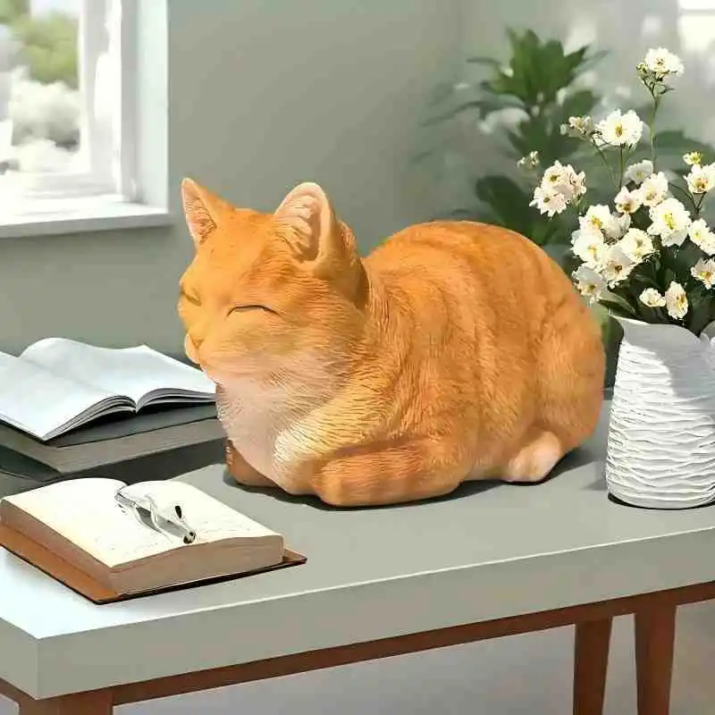 Simulated kitty resin animal sleepless cat orange gray home decoration decoration craft desktop decoration y977