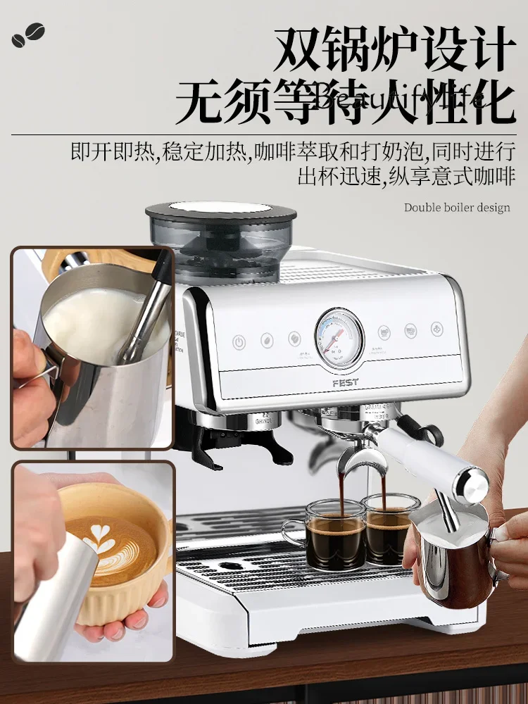 Commercial semi-automatic coffee machine 58MM household stall fully automatic Italian integrated double boiler