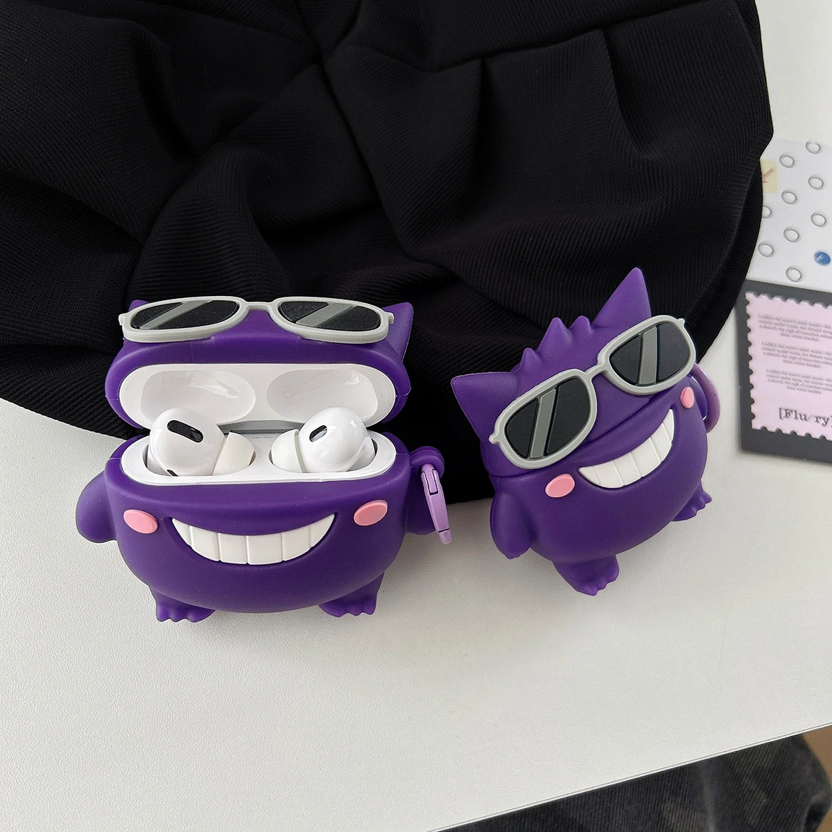 Purple Monster Sunglasses For Airpods 4 Pro Pro 2 Pro 3 Silicone Earphone Case Accessories Cover - view 5