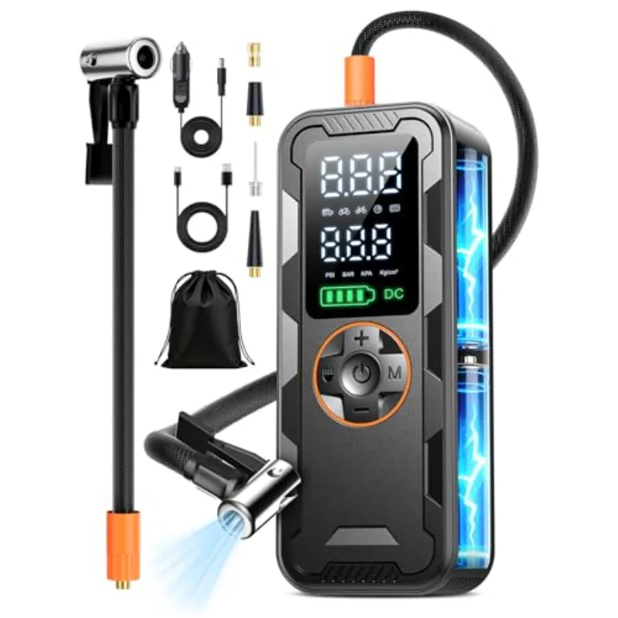 

Tire Inflator Portable Air Compressor 150PSI Electric Air Pump with Digital Pressure Gauge Fast Inflation Auto Shut-Off 12V LED