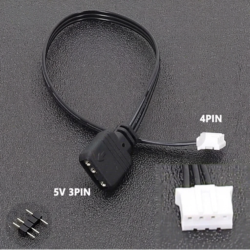 Angitu Motherboard ARGB Light Adapter Cable Compatible with ASUS/MSI AURA Motherboard Sync AURA Lighting 5V 3P to Mini 6Pin 4Pin