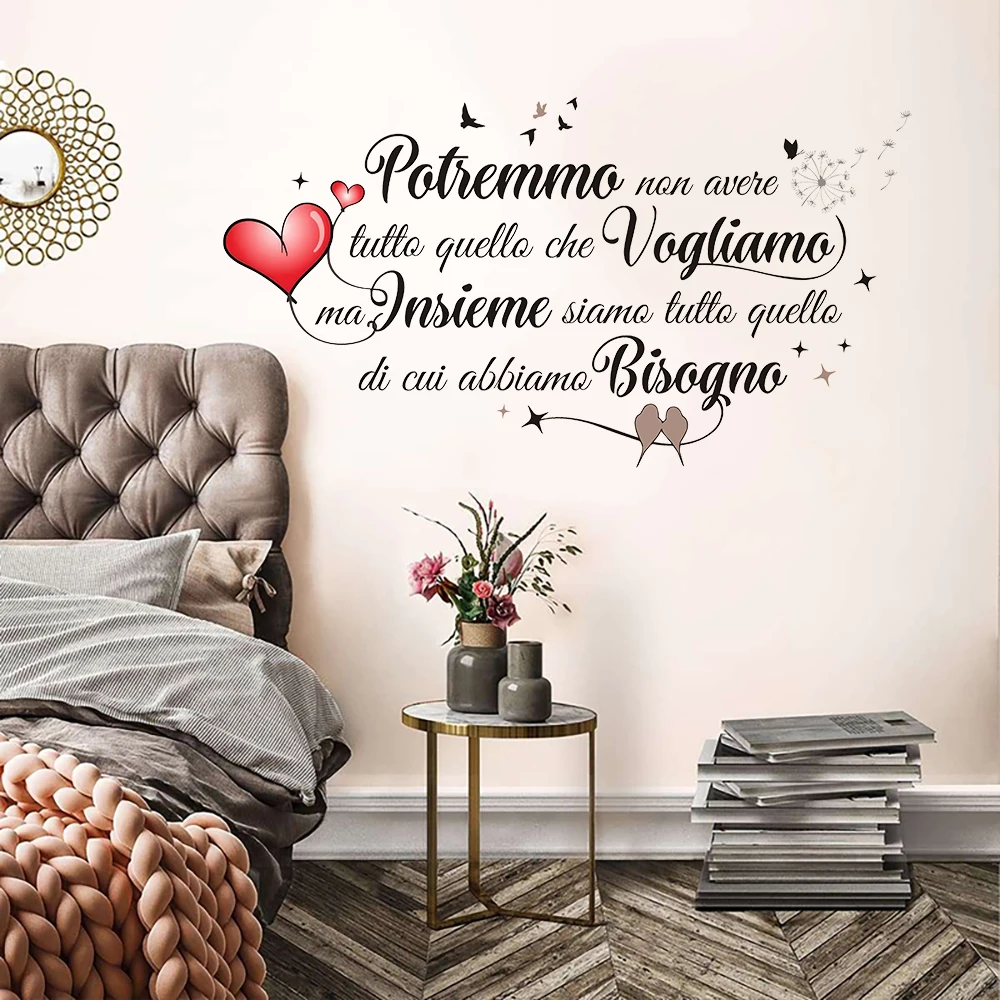 Italian Loving Quote Wall Stickers Decals We May Not Have Everything We Want Wall Decal for Kitchen, Living Room, Bedroom
