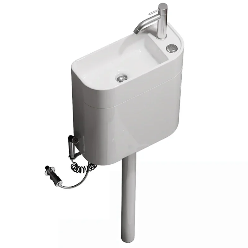 Przysiadająca toaleta ceramiczny zbiornik na wodę z umywalką do mycia rąk toaleta domowa przysiadająca jama łazienka przysiadająca pisuar zestaw zbiorników spłukujących