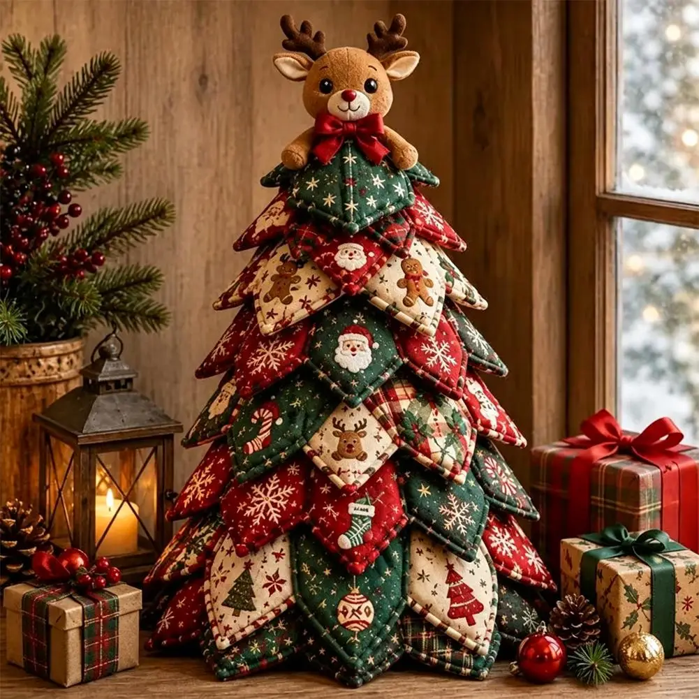 Floral Fabrics Christmas Tree Patchwork Set Creative Design Material Pack DIY Sewing Kit Hanging Kit Home Decoration