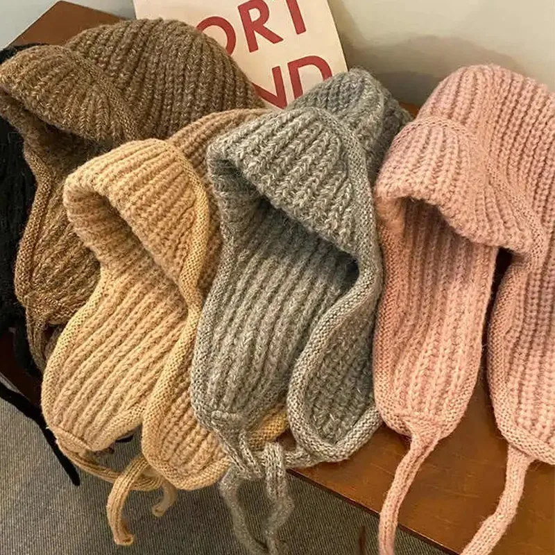 شتاء دافئ النساء غطاء للأذنين قبعة بلون محبوك سدادات حماية الأذن قبعة النساء فتاة الباردة واقية الصوفية الكروشيه بونيه قبعات الهدايا #6