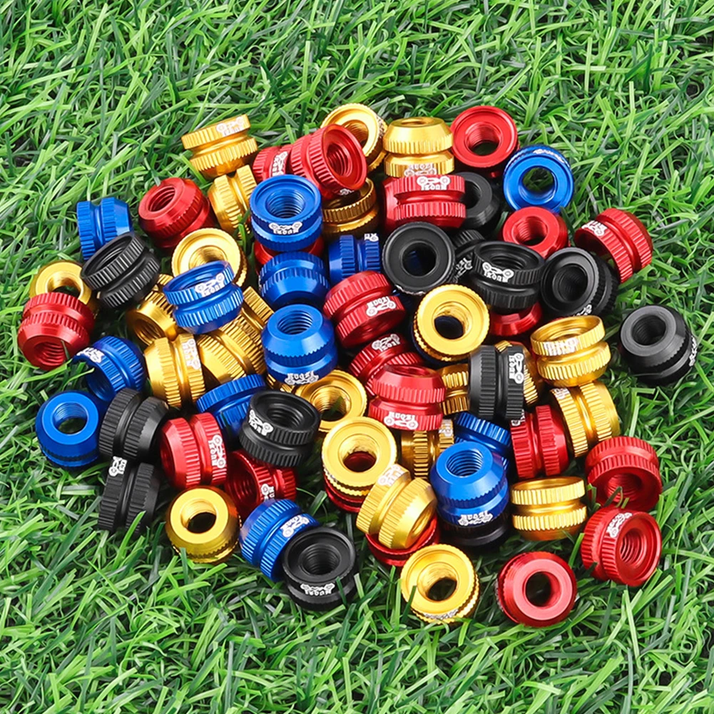 1 Pair Mountain Bike Aluminum Alloy Real Air Nozzle Plain Nut Inner Tube Valve Nozzle Bicycle Modification Accessories