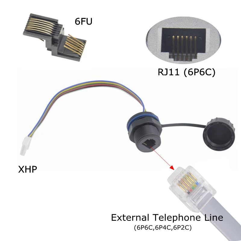 RJ11 M20 موصل مقبس مقاوم للماء XHP 2.54 6P6C خط الهاتف تمديد كابل العالمي 4/6 الأساسية محول موسع