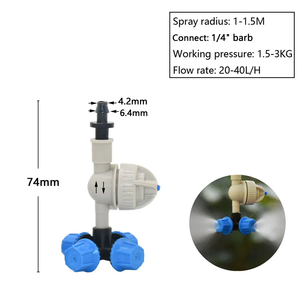 Podlewanie ogrodu wiszące Anti Drip dysza zamgławiająca zraszacz obrotowy szklarnia krzyż dysza do mgiełki nawadniania kropelkowego nawilżacz