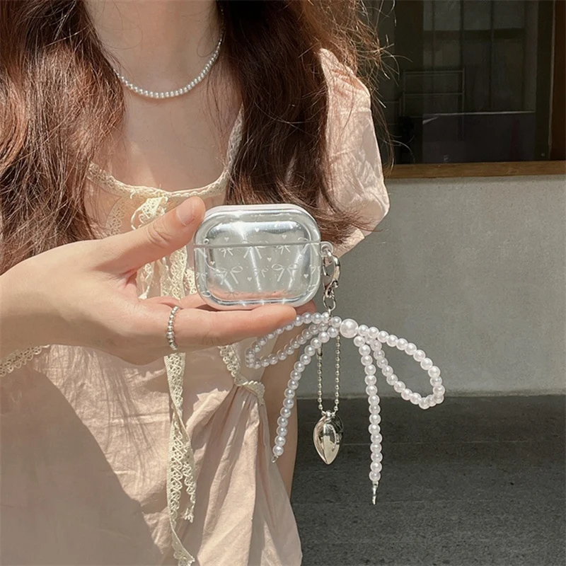 เคสป้องกันหูฟังแบบโบว์3D สำหรับดีไซน์รูปหัวใจเคสป้องกันกันกระแทก