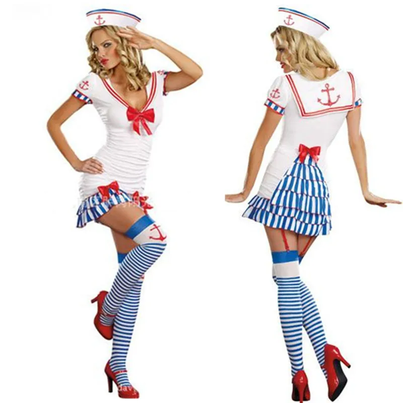 Sexy Navy Blue Sailor Costume for Women Sailor Uniform Stage Performance Fancy Dress Role Play Halloween Costume Outfits