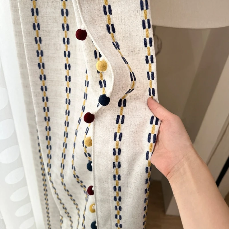 Jacquard Curtains Embroidered Curtains Simple Living Room Bedroom White Tulle Custom Size Luxury Sheer Fashion Modern Fabric