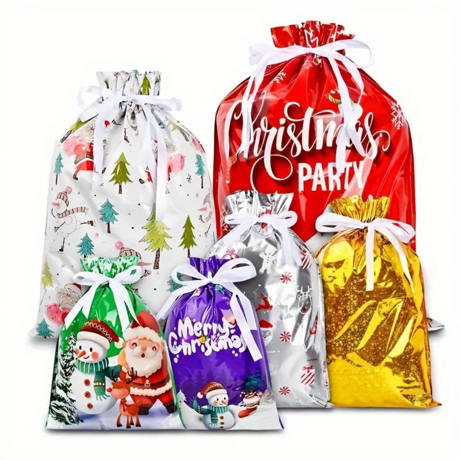 18pcs Christmas Gift Packaging Bags, Christmas Style Gift Packaging Bags, Multiple Styles Of Gift Packaging Bags In Combination