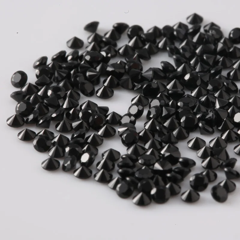 100pcs/500pcs/1000pcs one bag 0.9mm~3.0mm 5A Black Nano Synthetic Gems Round Brilliant Cut Loose Stones For Jewelry DIY