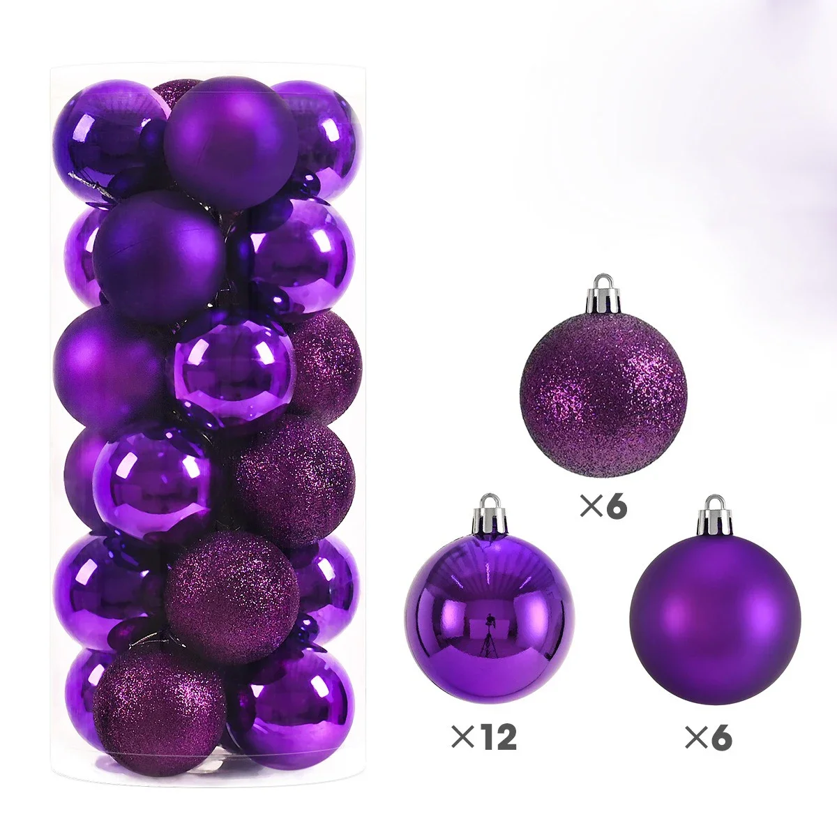 Hot 24Pcs 3/4/6cm Weihnachten Baum Kugeln Mehrfarbige Weihnachten Ball Dekorationen Glitter Weihnachten Baubles ornament Ball Party Wohnkultur – Detail 14
