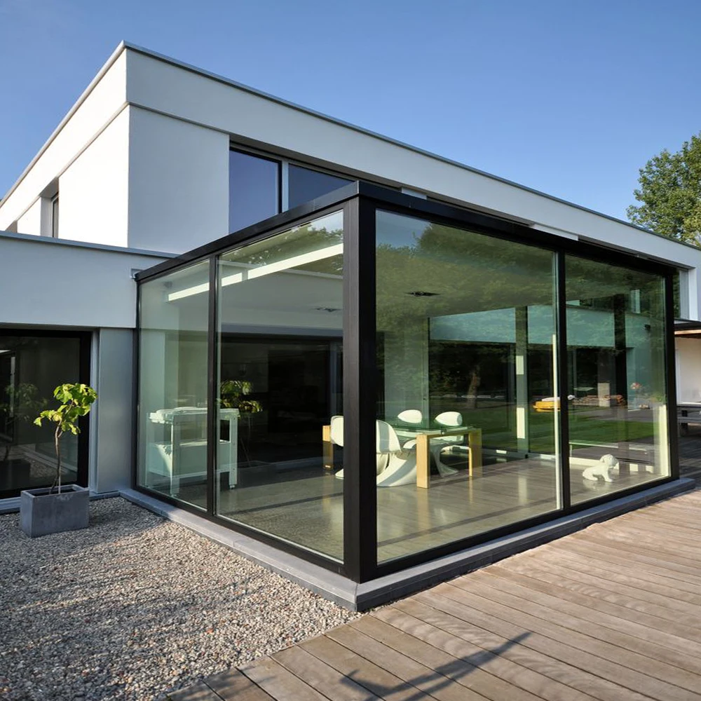 

Summer Sunroom Greenhouse Sliding Door Front Exterior Storm Door Garden House For Office Room Double Glaszed Aluminum Custom