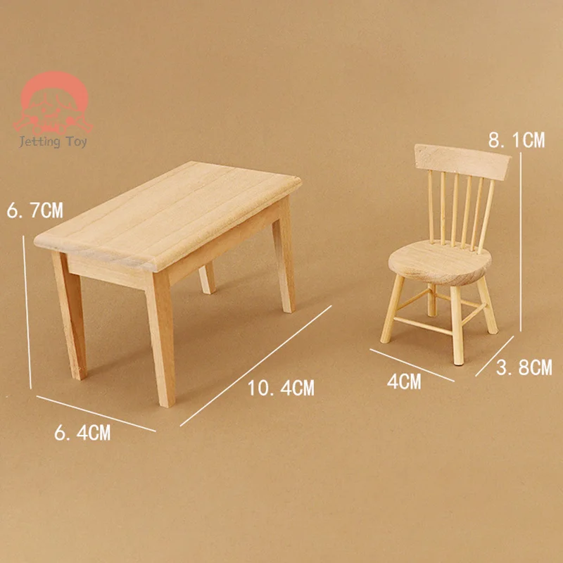 Mini juego de mesa y silla Simple para casa de muñecas, modelo de casa de muñecas, decoración de escena del hogar, 1 Juego