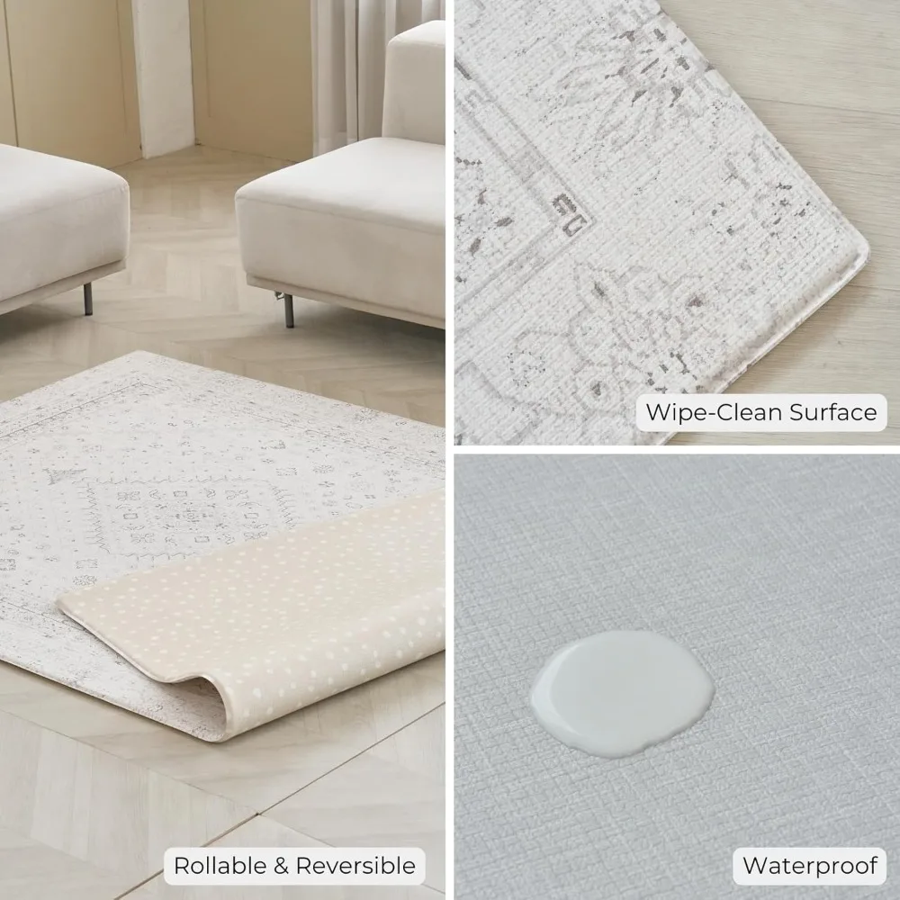 سجادة ناعمة عالية الجودة، مقاس 98 بوصة × 59 بوصة من قطعة واحدة قابلة للدوران ومقاومة للماء للرضع والأطفال الصغار والأطفال - الأفضل
